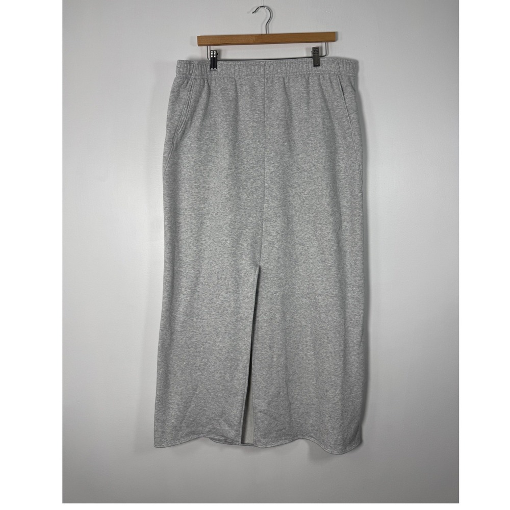 Athleisure Universal Thread Womens XL Maxi Skirt Heather Grey Fleece Front Slit